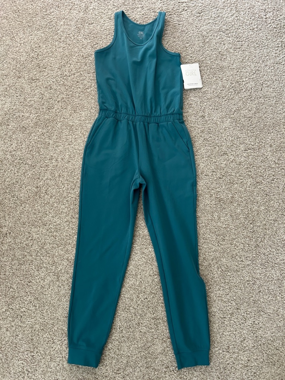 Athleta girl Teal Tank Jumpsuit with Elastic Waist